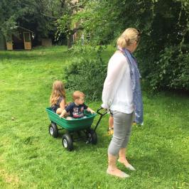 a couple of people that are sitting in the grass