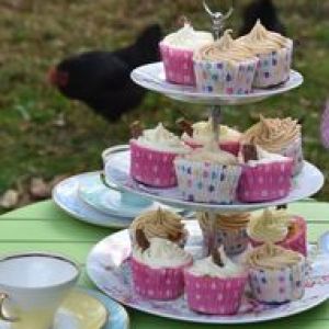 a table with a cake on a plate