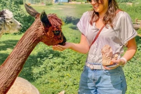 a person holding an animal
